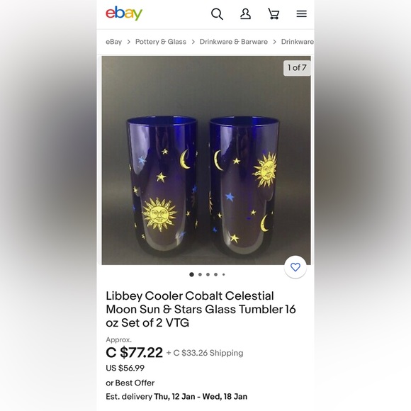 Vintage Libbey Cobalt Blue 16oz Tumbler Drinking Glass - Picture 2 of 3